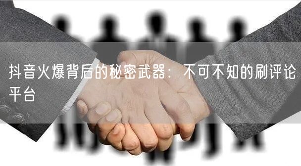 抖音火爆背后的秘密武器:不可不知的刷评论平台